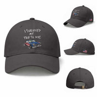 I Survived My Trip to NYC Baseball Cap Funny New York City USA Flag Taxi Meme