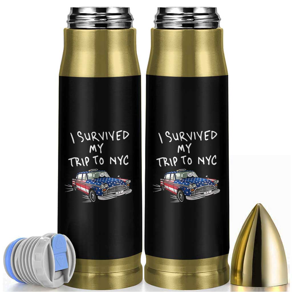 I Survived My Trip to NYC Bullet Tumbler Funny New York City USA Flag Taxi Meme