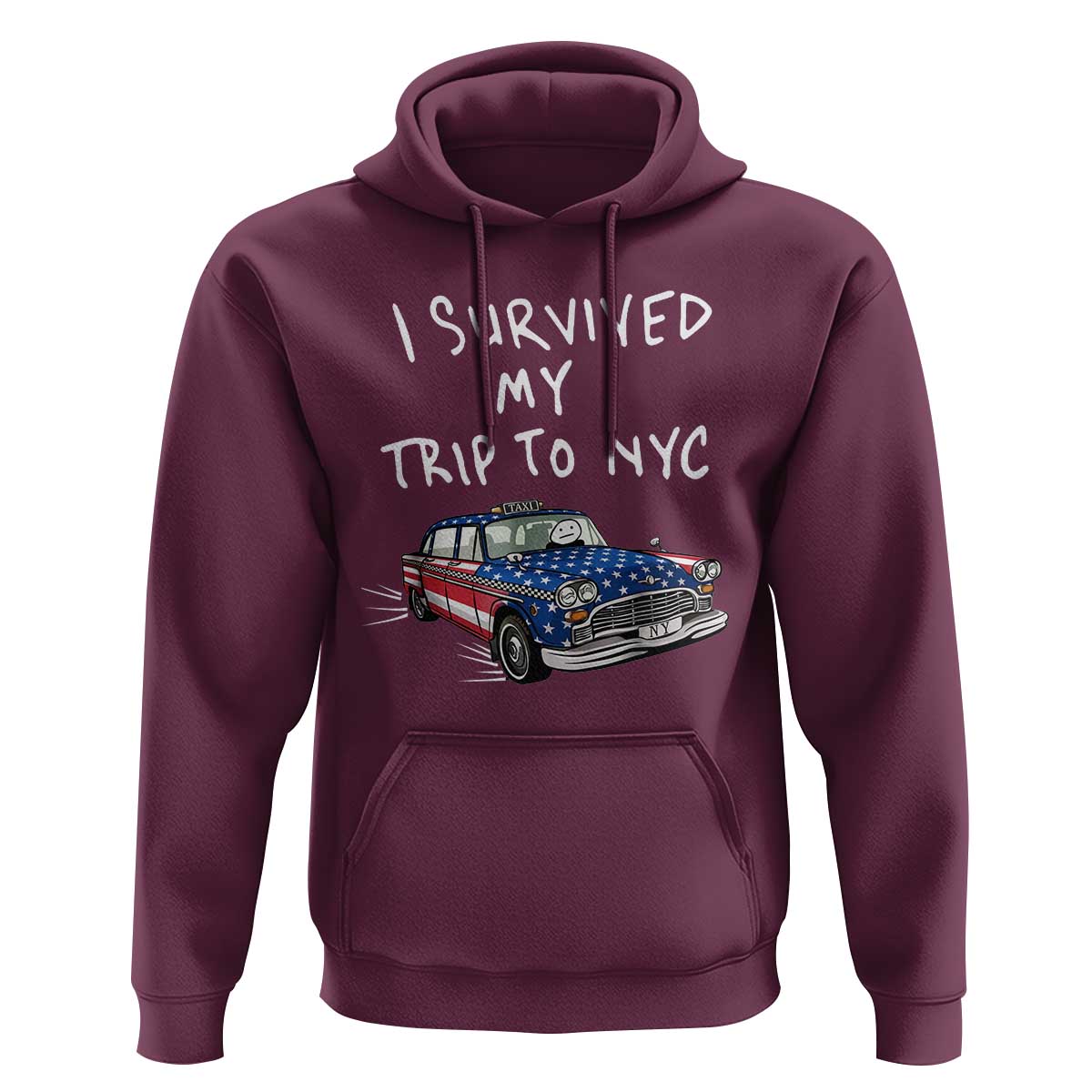 I Survived My Trip to NYC Hoodie Funny New York City USA Flag Taxi Meme