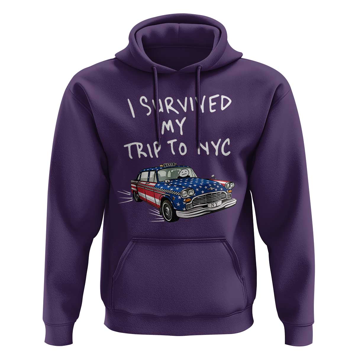 I Survived My Trip to NYC Hoodie Funny New York City USA Flag Taxi Meme