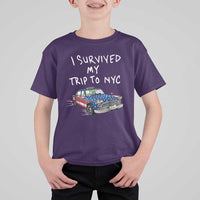I Survived My Trip to NYC T Shirt For Kid Funny New York City USA Flag Taxi Meme