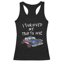 I Survived My Trip to NYC Racerback Tank Top Funny New York City USA Flag Taxi Meme