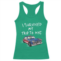I Survived My Trip to NYC Racerback Tank Top Funny New York City USA Flag Taxi Meme