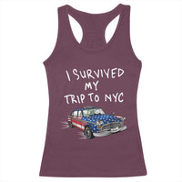 I Survived My Trip to NYC Racerback Tank Top Funny New York City USA Flag Taxi Meme