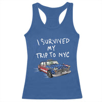 I Survived My Trip to NYC Racerback Tank Top Funny New York City USA Flag Taxi Meme