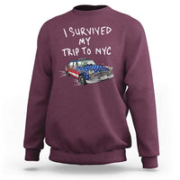 I Survived My Trip to NYC Sweatshirt Funny New York City USA Flag Taxi Meme