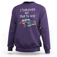 I Survived My Trip to NYC Sweatshirt Funny New York City USA Flag Taxi Meme