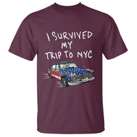 I Survived My Trip to NYC T Shirt Funny New York City USA Flag Taxi Meme