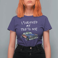 I Survived My Trip to NYC T Shirt For Women Funny New York City USA Flag Taxi Meme