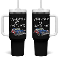 I Survived My Trip to NYC Tumbler With Handle Funny New York City USA Flag Taxi Meme