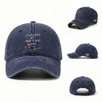 I Survived My Trip to NYC Washed Cotton Baseball Cap Funny New York City USA Flag Taxi Meme