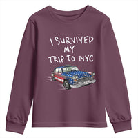 I Survived My Trip to NYC Youth Sweatshirt Funny New York City USA Flag Taxi Meme