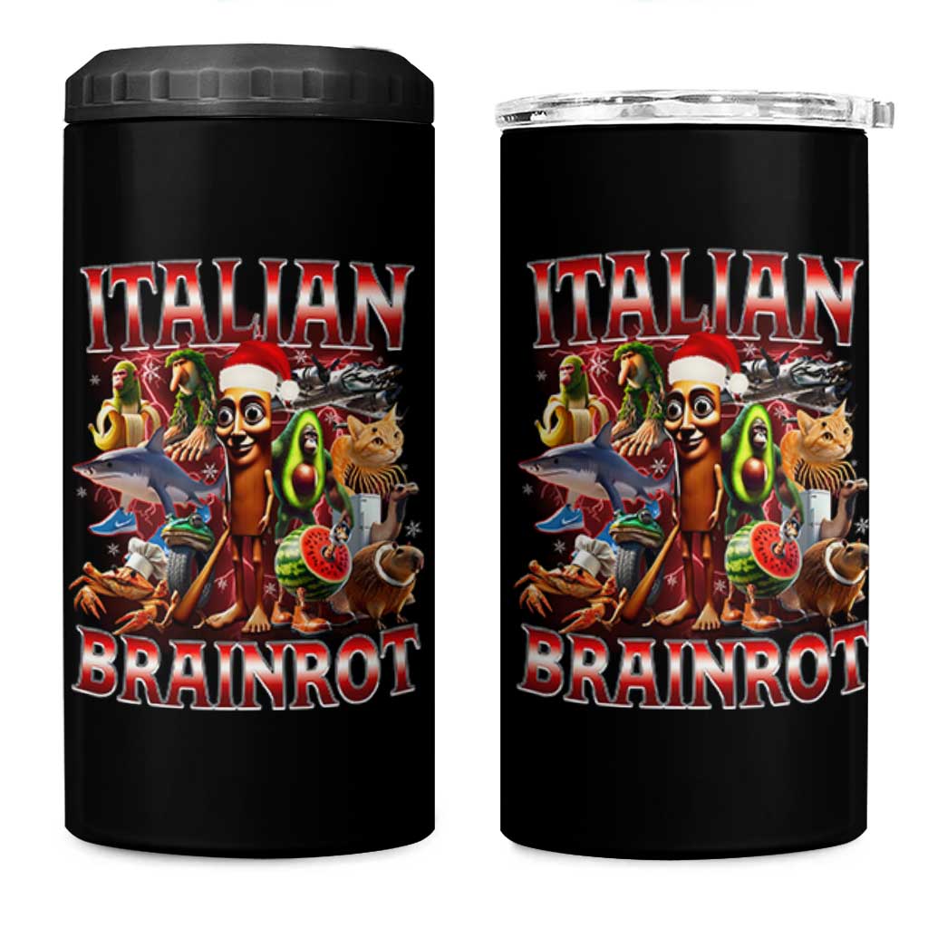 Italian Brainrot Christmas Meme 4 in 1 Can Cooler Tumbler Funny Brain Rot Gen Z Meme - Wonder Print Shop