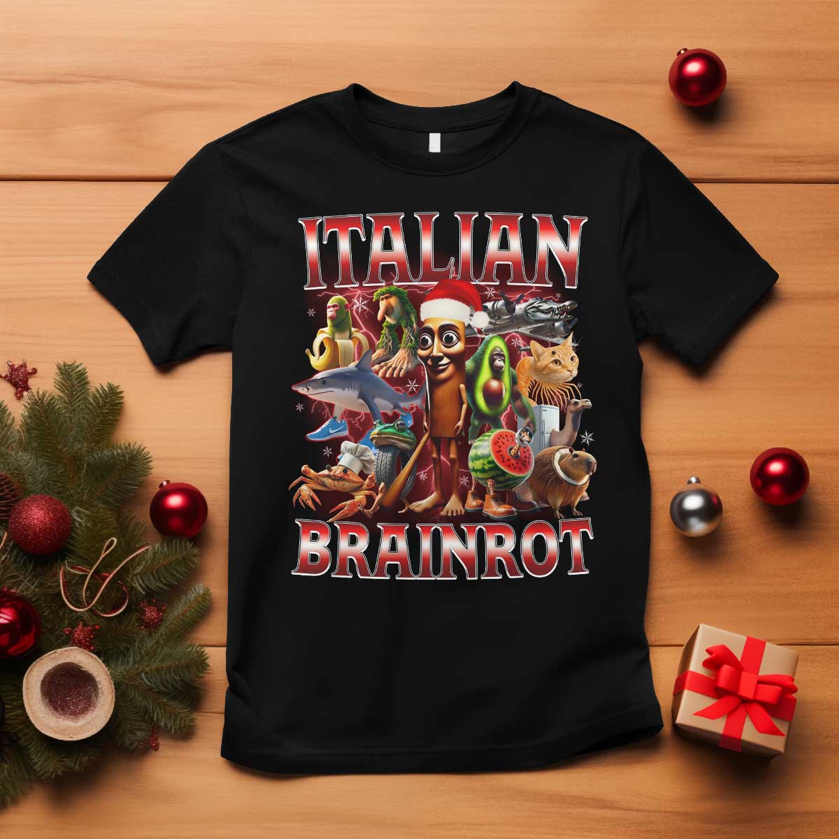 Italian Brainrot Christmas Meme T Shirt Funny Brain Rot Gen Z Meme - Wonder Print Shop