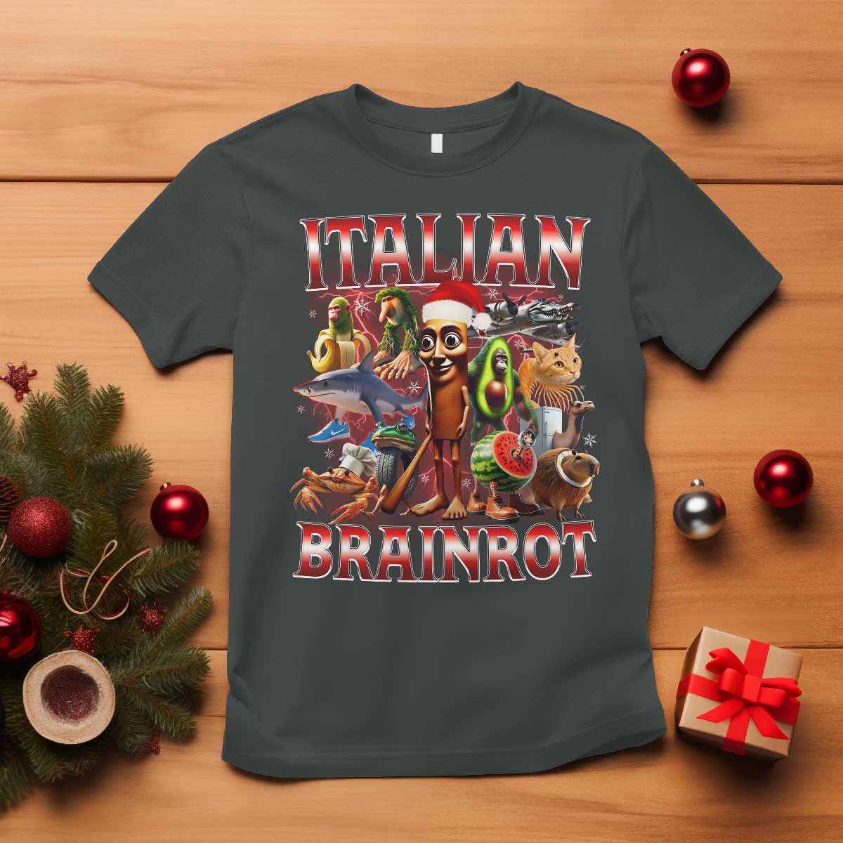 Italian Brainrot Christmas Meme T Shirt Funny Brain Rot Gen Z Meme - Wonder Print Shop