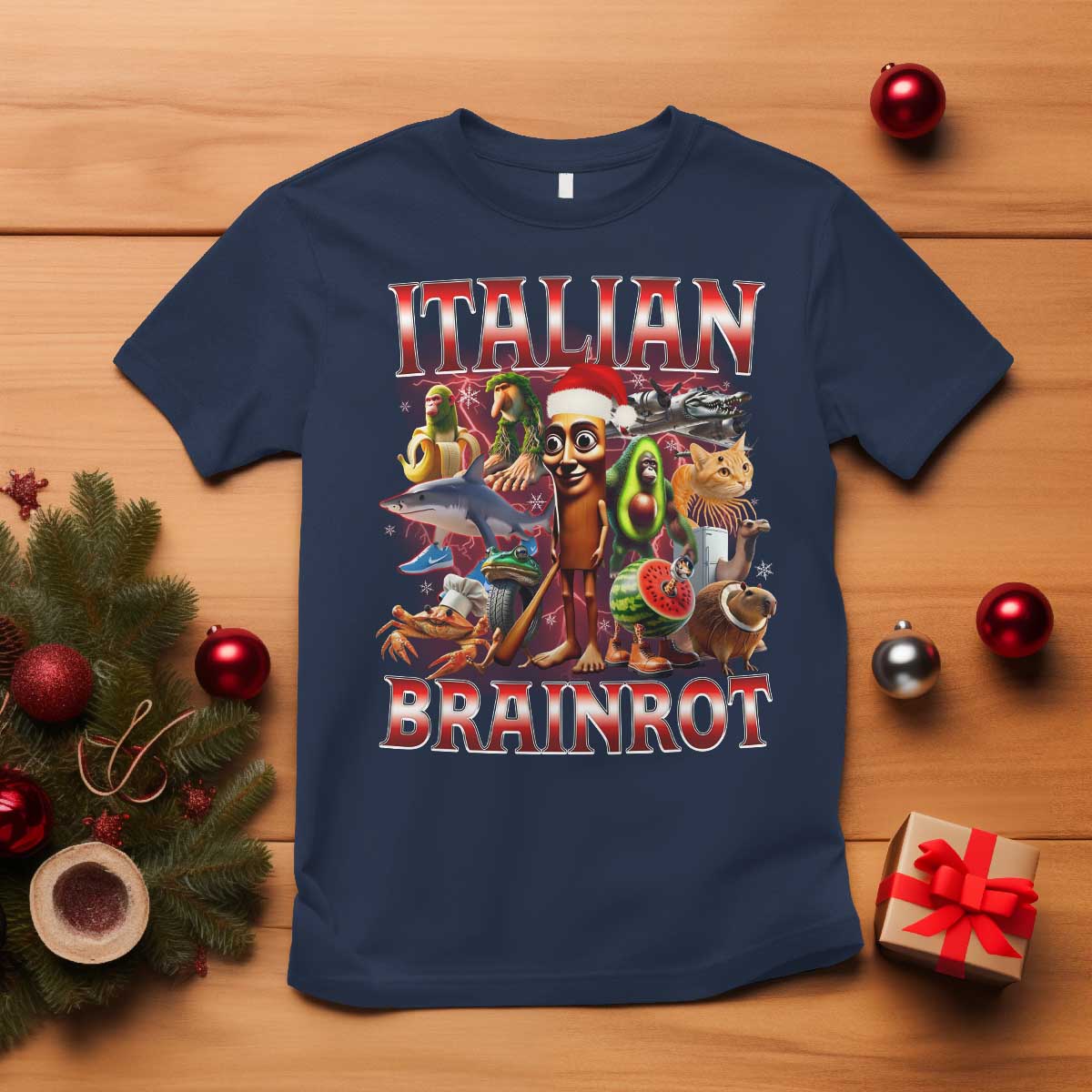 Italian Brainrot Christmas Meme T Shirt Funny Brain Rot Gen Z Meme - Wonder Print Shop
