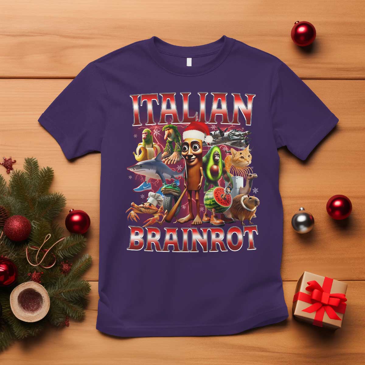 Italian Brainrot Christmas Meme T Shirt Funny Brain Rot Gen Z Meme - Wonder Print Shop
