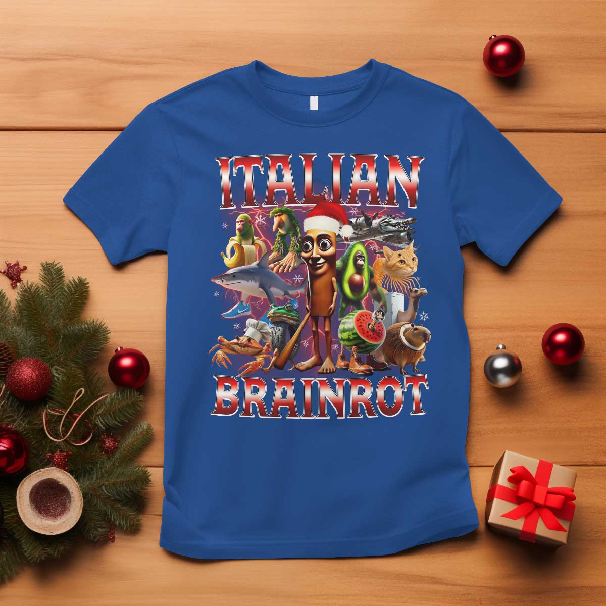Italian Brainrot Christmas Meme T Shirt Funny Brain Rot Gen Z Meme - Wonder Print Shop