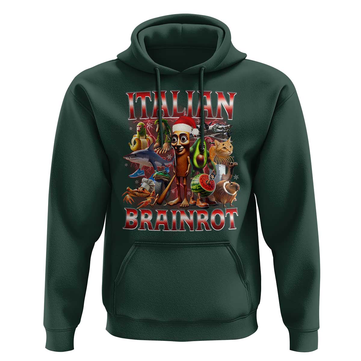 Italian Brainrot Christmas Meme Hoodie Funny Brain Rot Gen Z Meme - Wonder Print Shop