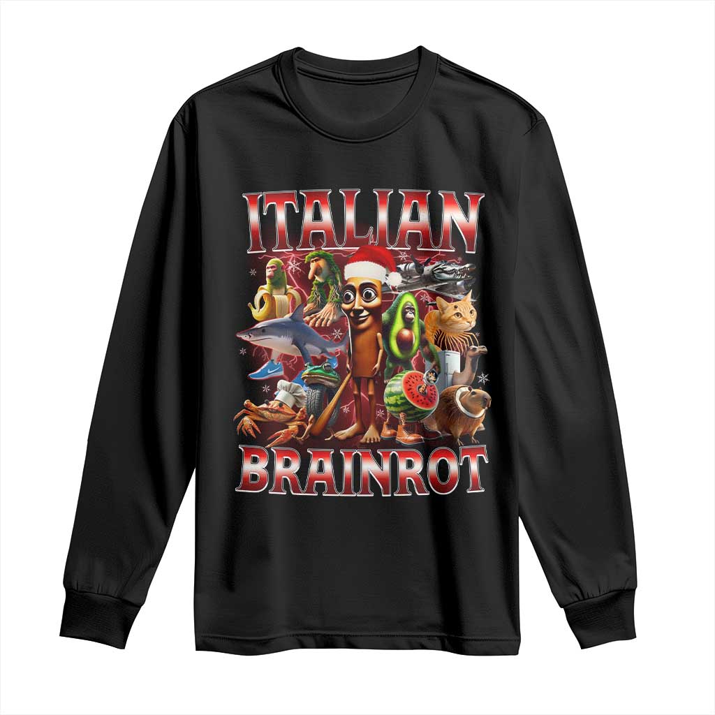 Italian Brainrot Christmas Meme Long Sleeve Shirt Funny Brain Rot Gen Z Meme - Wonder Print Shop