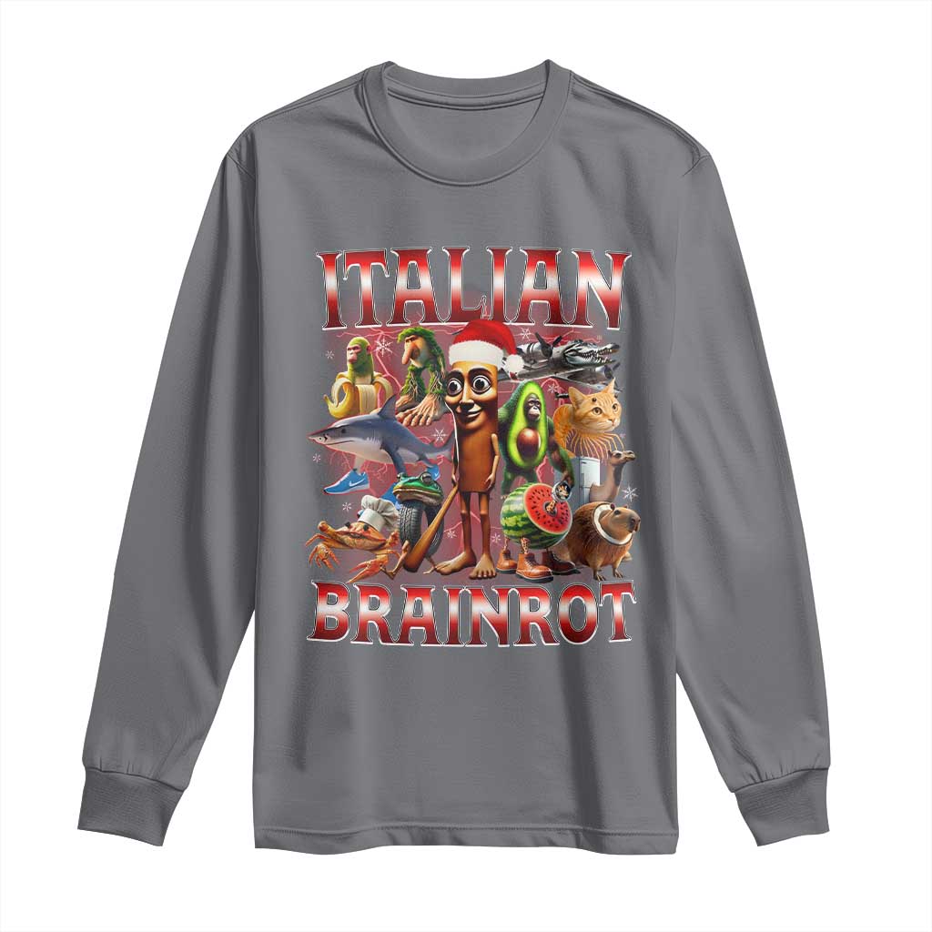 Italian Brainrot Christmas Meme Long Sleeve Shirt Funny Brain Rot Gen Z Meme - Wonder Print Shop