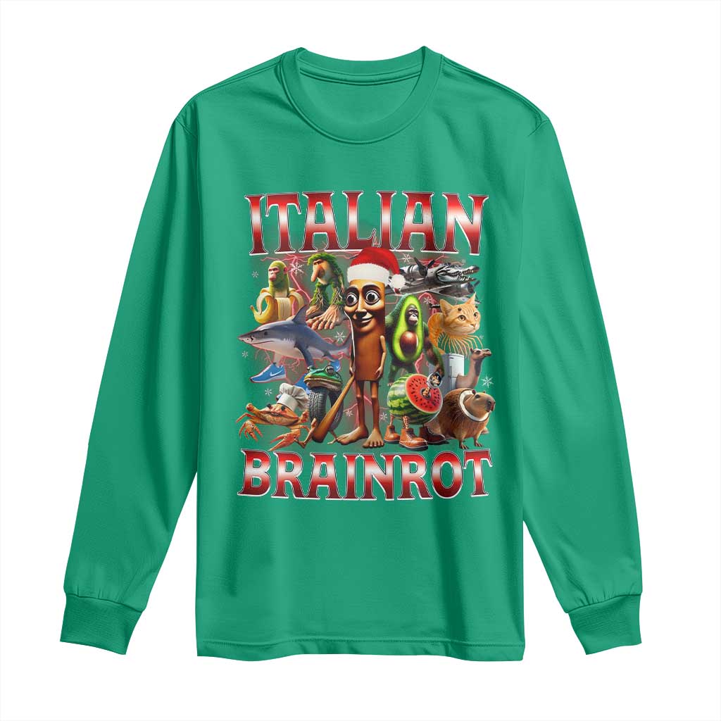 Italian Brainrot Christmas Meme Long Sleeve Shirt Funny Brain Rot Gen Z Meme - Wonder Print Shop