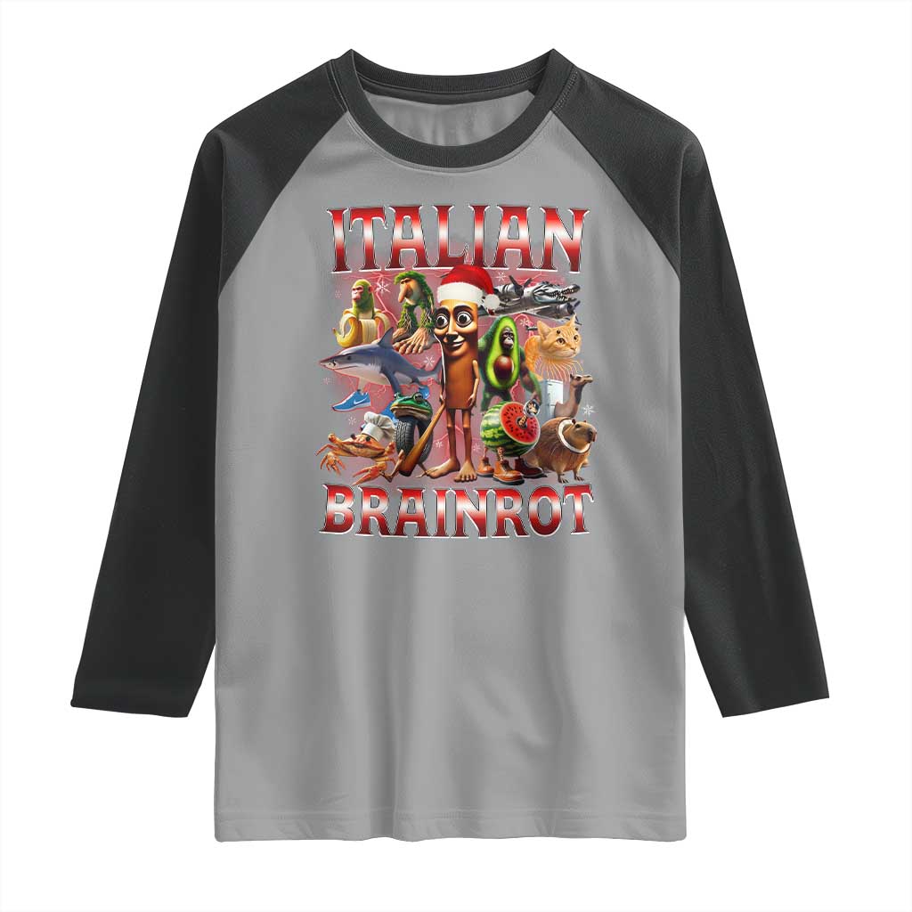 Italian Brainrot Christmas Meme Raglan Shirt Funny Brain Rot Gen Z Meme - Wonder Print Shop
