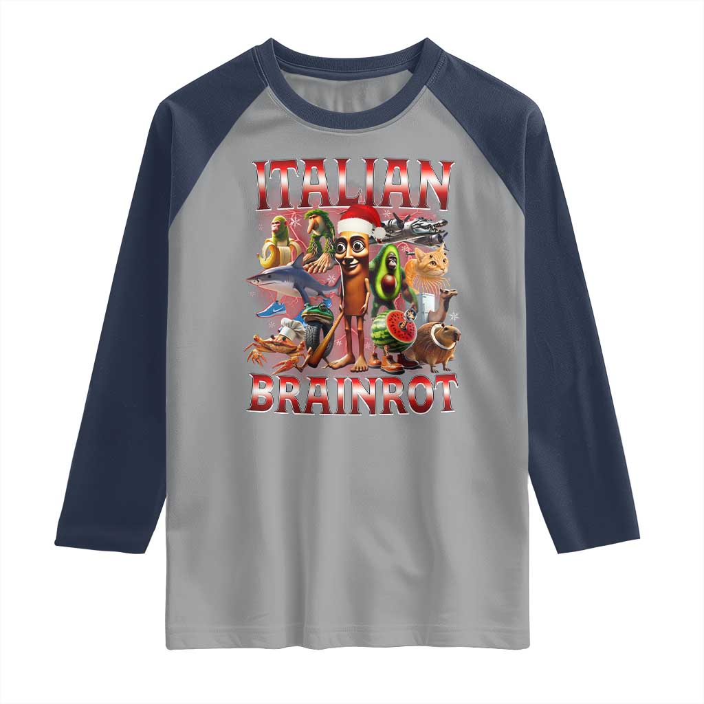 Italian Brainrot Christmas Meme Raglan Shirt Funny Brain Rot Gen Z Meme - Wonder Print Shop