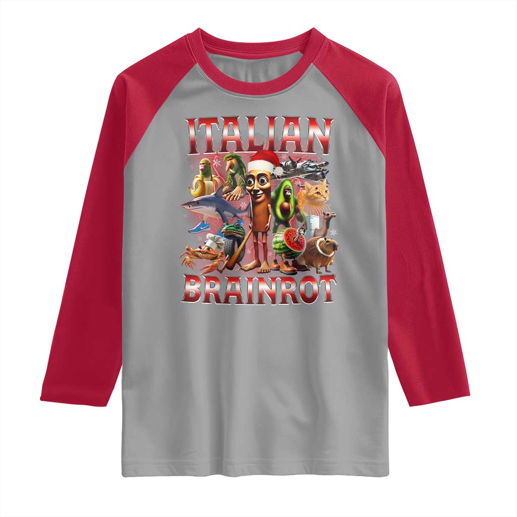 Italian Brainrot Christmas Meme Raglan Shirt Funny Brain Rot Gen Z Meme - Wonder Print Shop