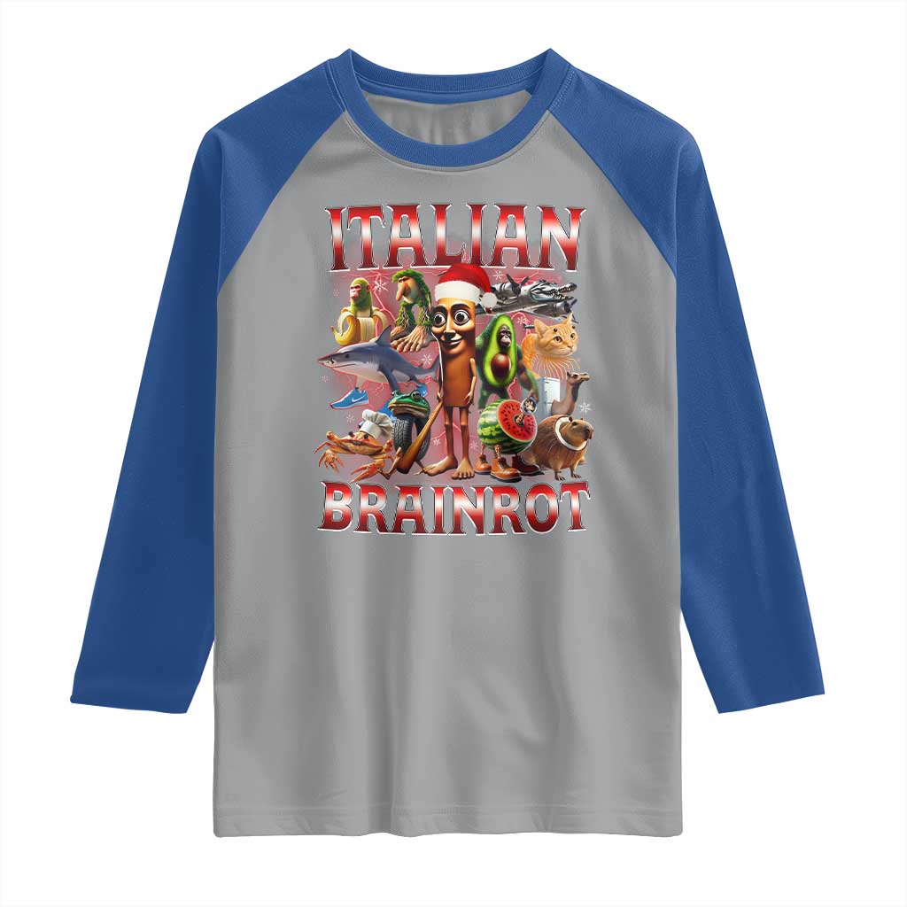 Italian Brainrot Christmas Meme Raglan Shirt Funny Brain Rot Gen Z Meme - Wonder Print Shop