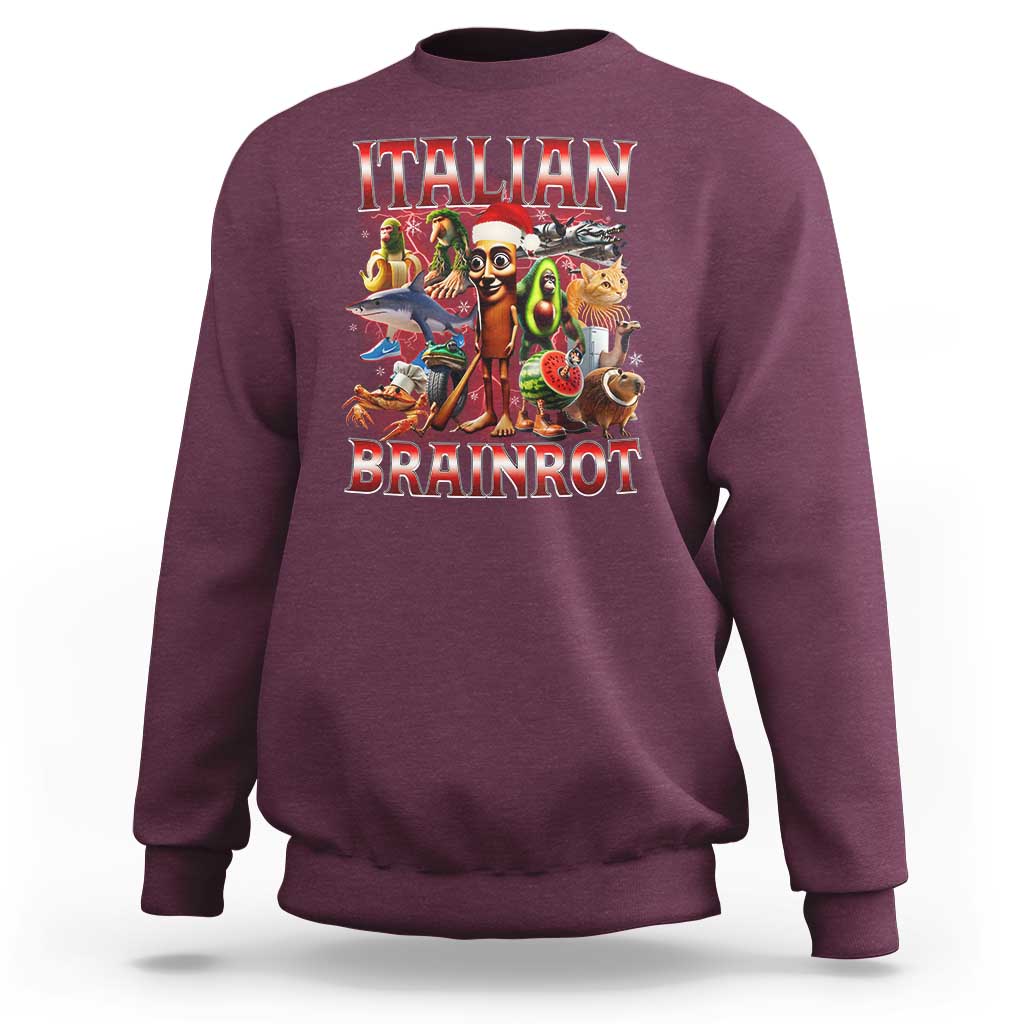 Italian Brainrot Christmas Meme Sweatshirt Funny Brain Rot Gen Z Meme - Wonder Print Shop