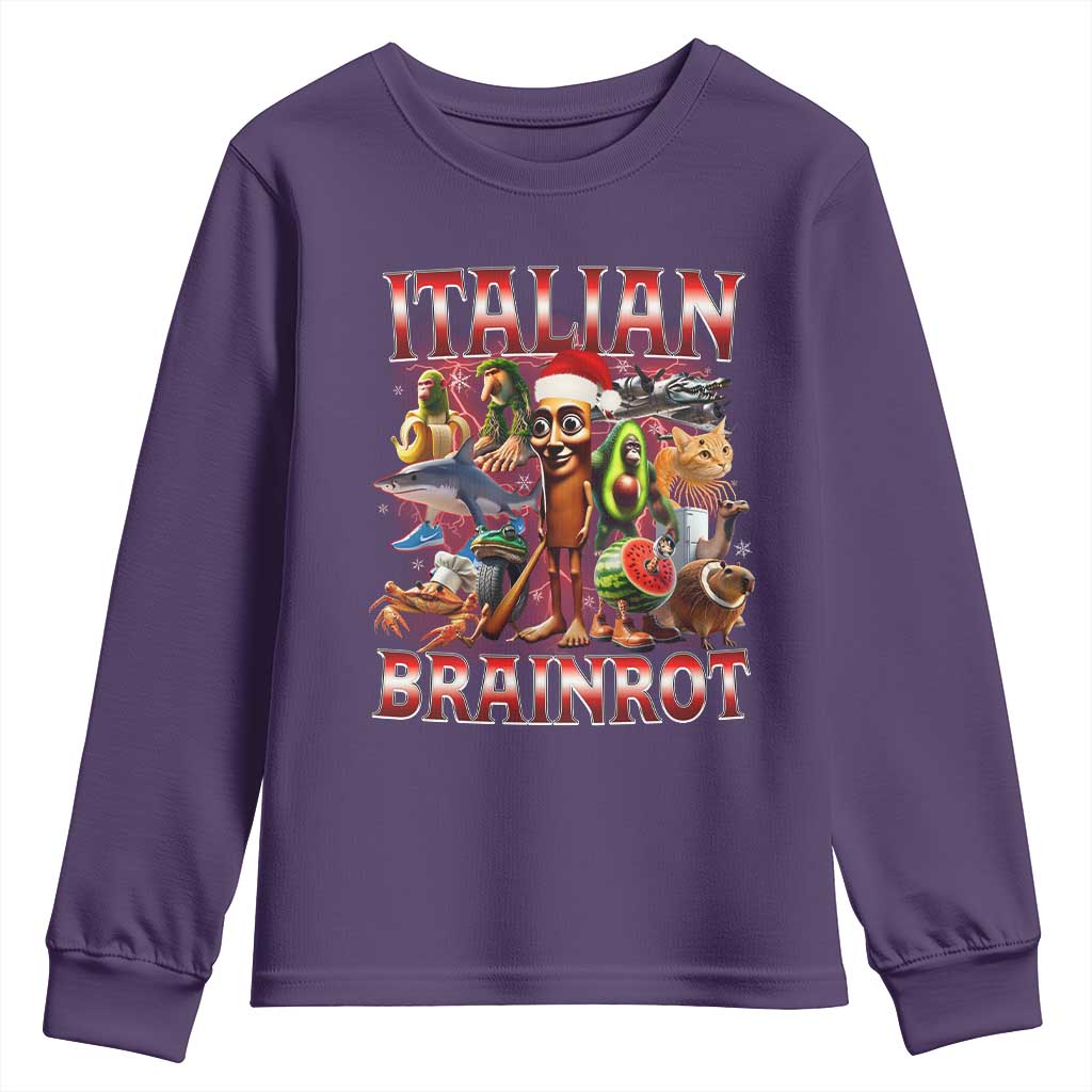 Italian Brainrot Christmas Meme Youth Sweatshirt Funny Brain Rot Gen Z Meme - Wonder Print Shop