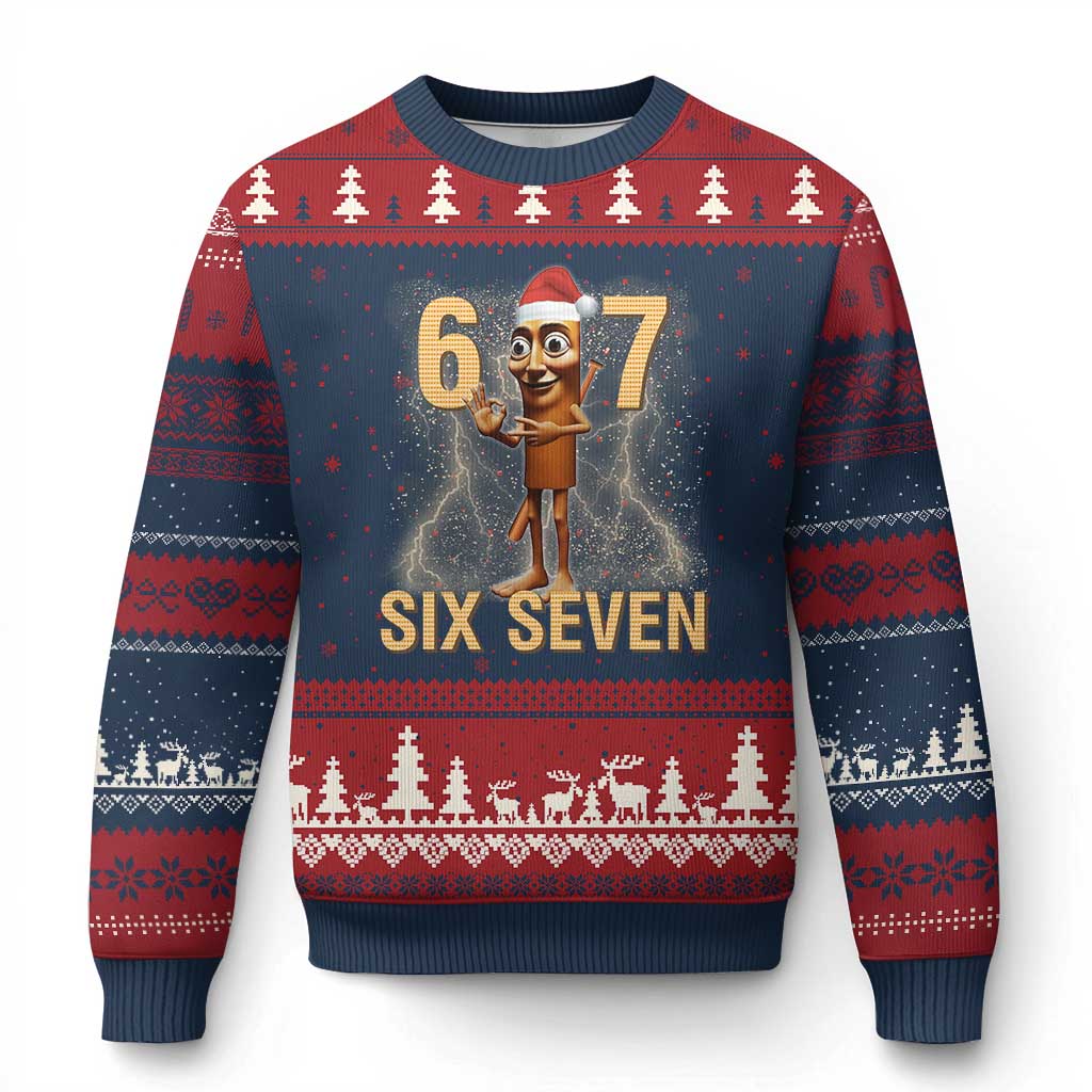 67 Six Seven Italian Brainrot Meme Ugly Christmas Sweater Funny Tung Tung Tung Sahur Xmas - Wonder Print Shop