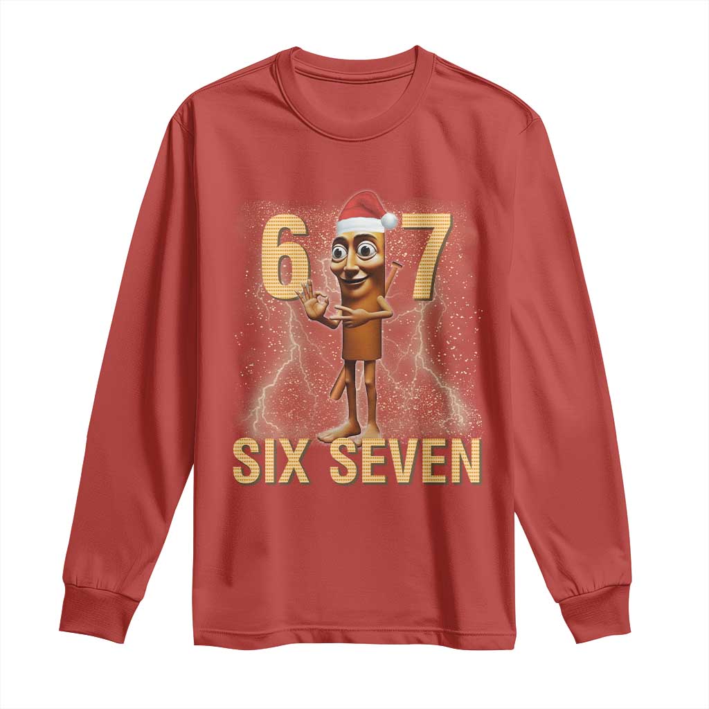 67 Six Seven Italian Brainrot Meme Long Sleeve Shirt Funny Tung Tung Tung Sahur Christmas - Wonder Print Shop