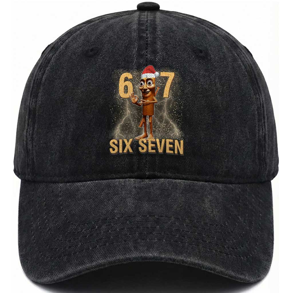 67 Six Seven Italian Brainrot Meme Washed Cotton Baseball Cap Funny Tung Tung Tung Sahur Christmas