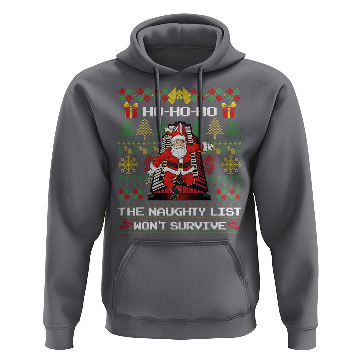 Nakatomi Plaza Christmas Hoodie Funny Santa Gun Cosplay Xmas - Wonder Print Shop
