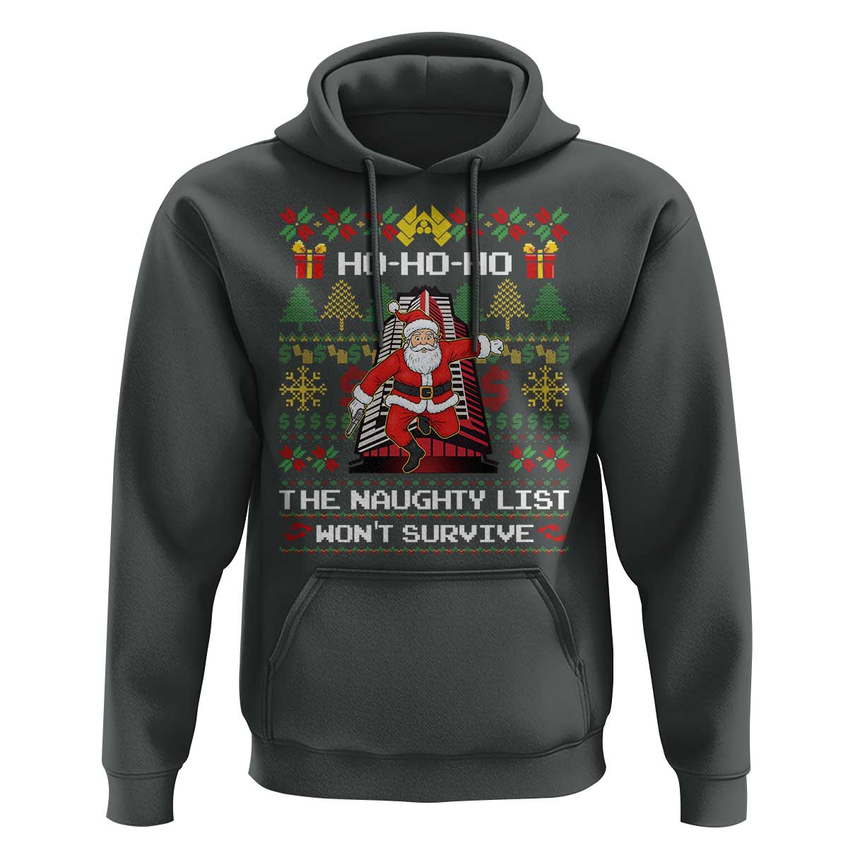 Nakatomi Plaza Christmas Hoodie Funny Santa Gun Cosplay Xmas - Wonder Print Shop