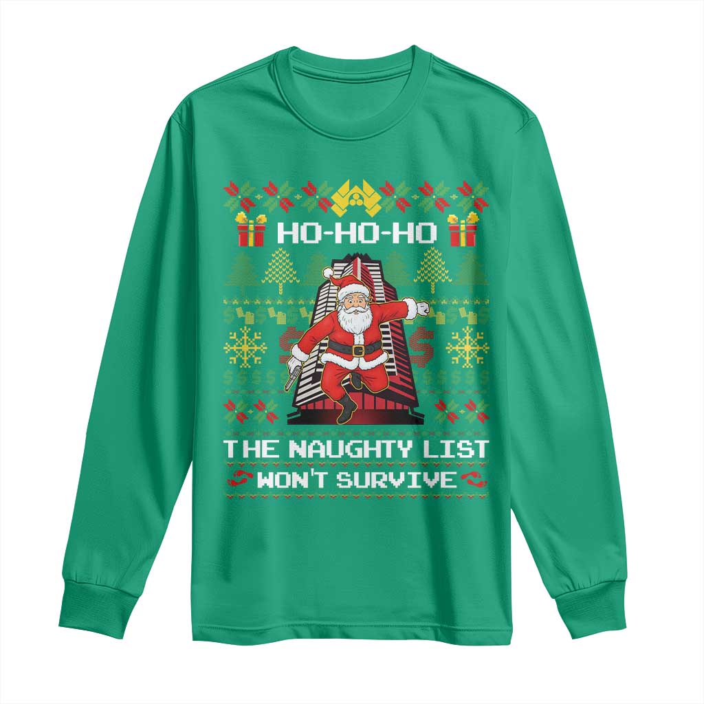 Nakatomi Plaza Christmas Long Sleeve Shirt Funny Santa Gun Cosplay Xmas - Wonder Print Shop