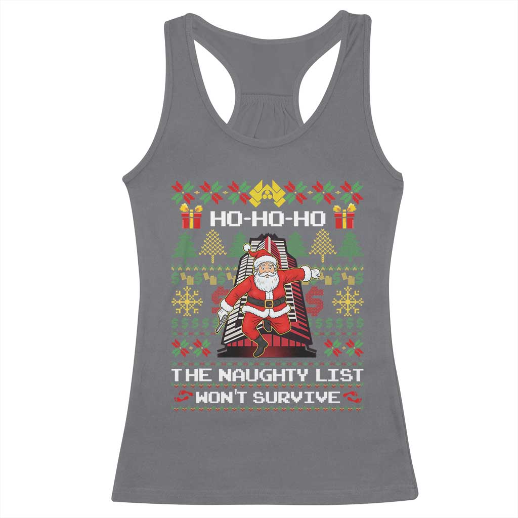 Nakatomi Plaza Christmas Racerback Tank Top Funny Santa Gun Cosplay Xmas - Wonder Print Shop