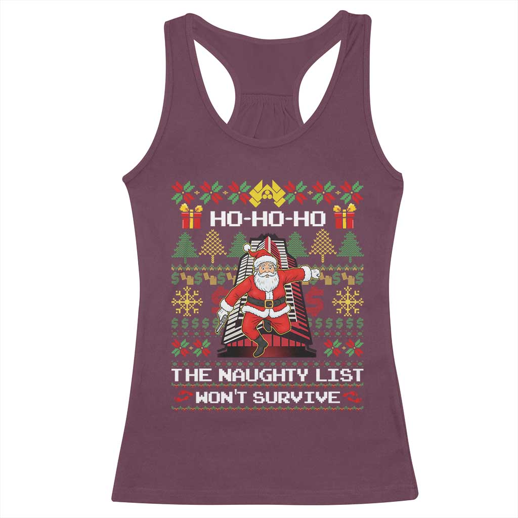 Nakatomi Plaza Christmas Racerback Tank Top Funny Santa Gun Cosplay Xmas - Wonder Print Shop