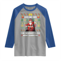 Nakatomi Plaza Christmas Raglan Shirt Funny Santa Gun Cosplay Xmas - Wonder Print Shop
