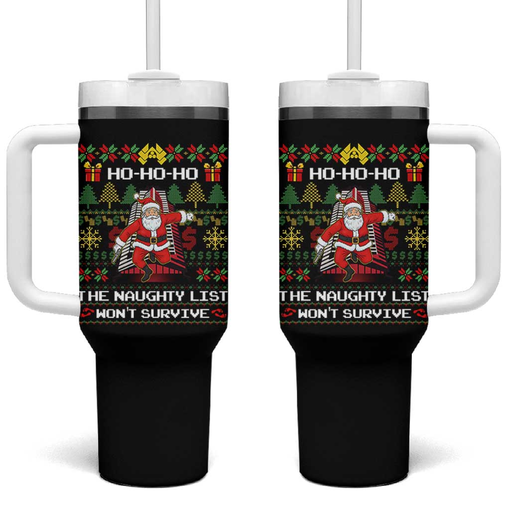 Nakatomi Plaza Christmas Tumbler With Handle Funny Santa Gun Cosplay Xmas - Wonder Print Shop