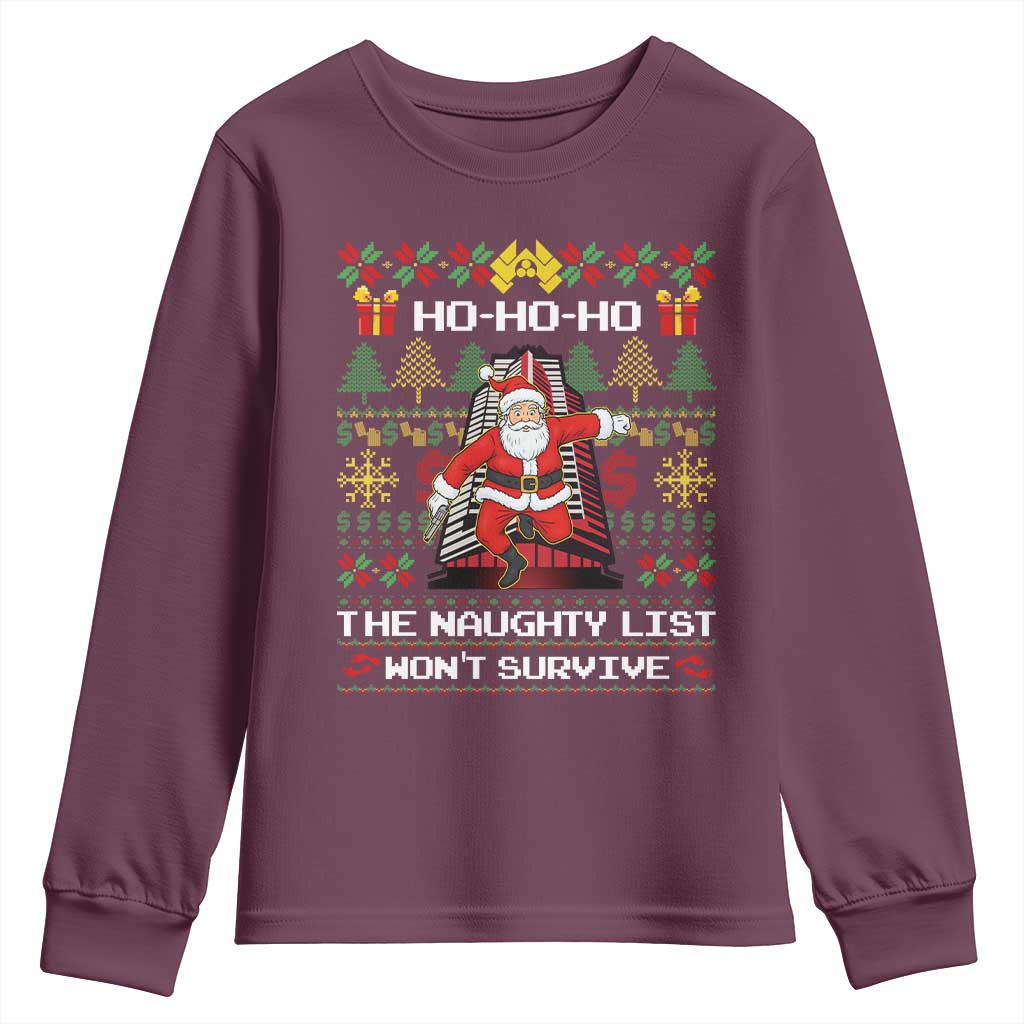 Nakatomi Plaza Christmas Youth Sweatshirt Funny Santa Gun Cosplay Xmas - Wonder Print Shop
