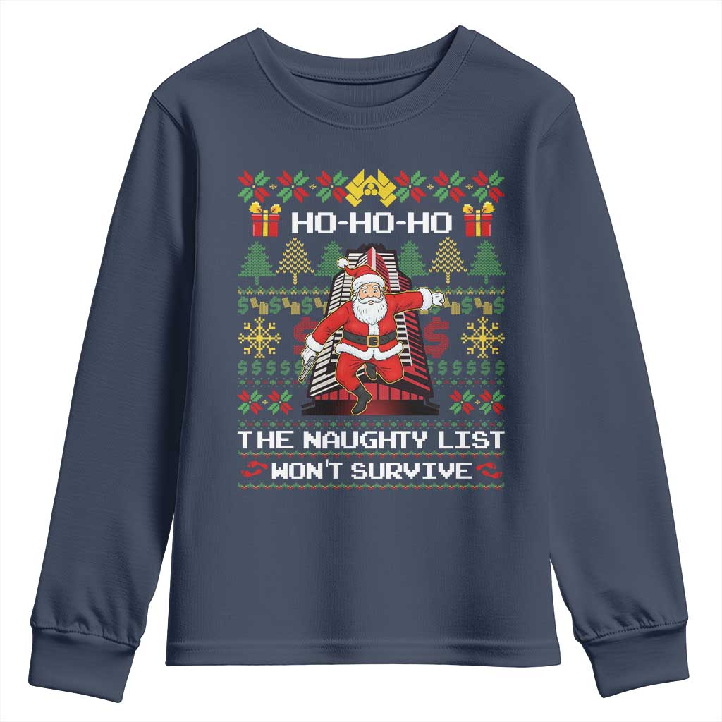 Nakatomi Plaza Christmas Youth Sweatshirt Funny Santa Gun Cosplay Xmas - Wonder Print Shop