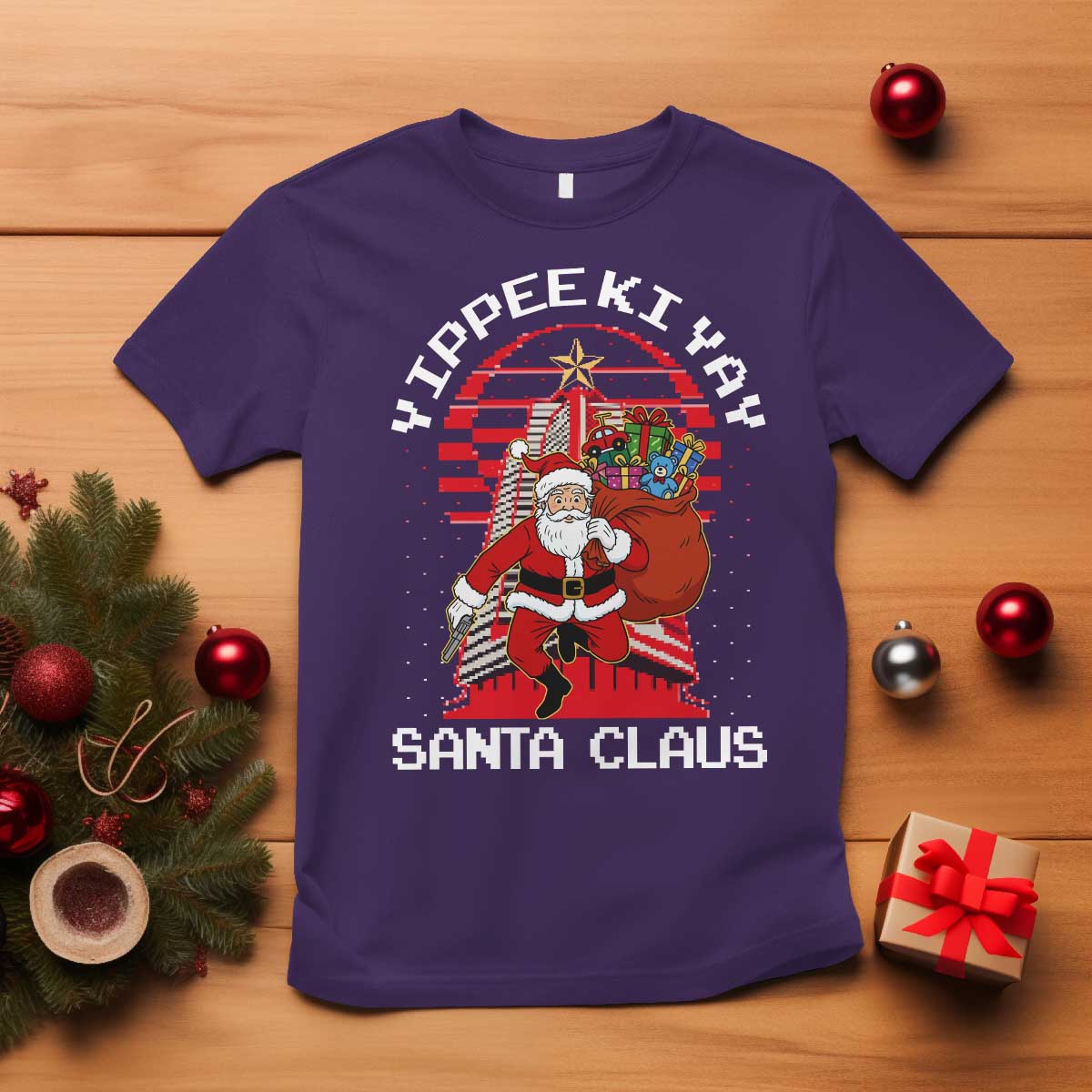 Nakatomi Plaza Christmas T Shirt Yippee Ki Yay Santa Claus - Wonder Print Shop
