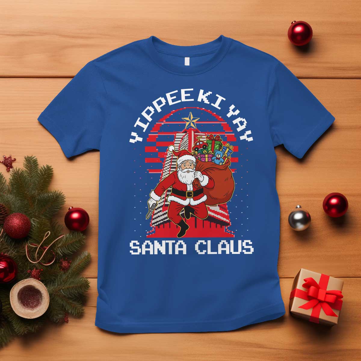 Nakatomi Plaza Christmas T Shirt Yippee Ki Yay Santa Claus - Wonder Print Shop