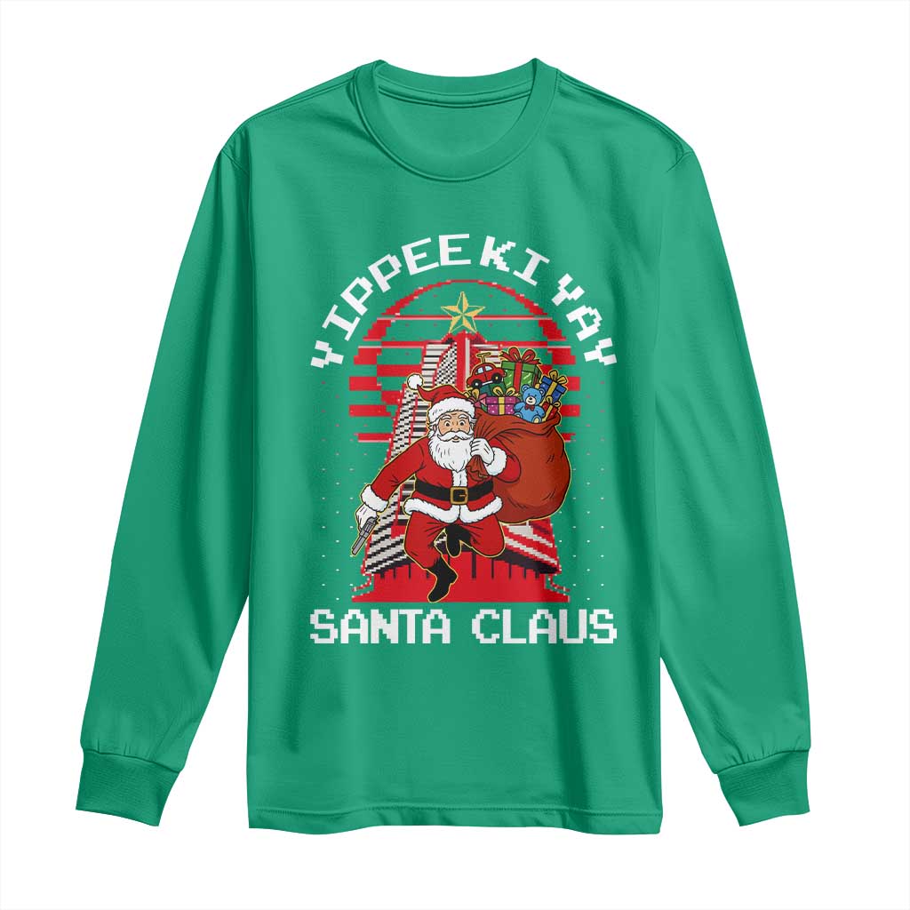 Nakatomi Plaza Christmas Long Sleeve Shirt Yippee Ki Yay Santa Claus - Wonder Print Shop
