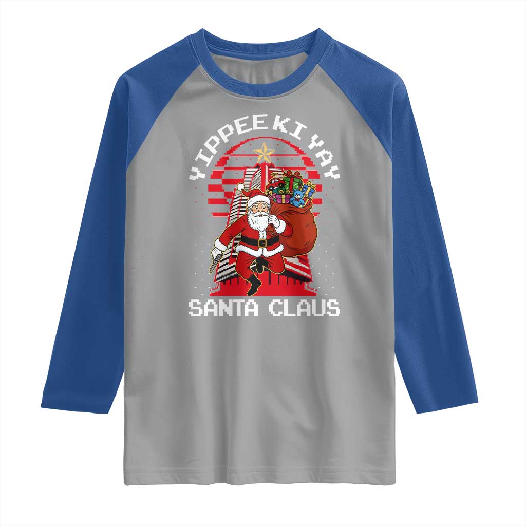 Nakatomi Plaza Christmas Raglan Shirt Yippee Ki Yay Santa Claus - Wonder Print Shop