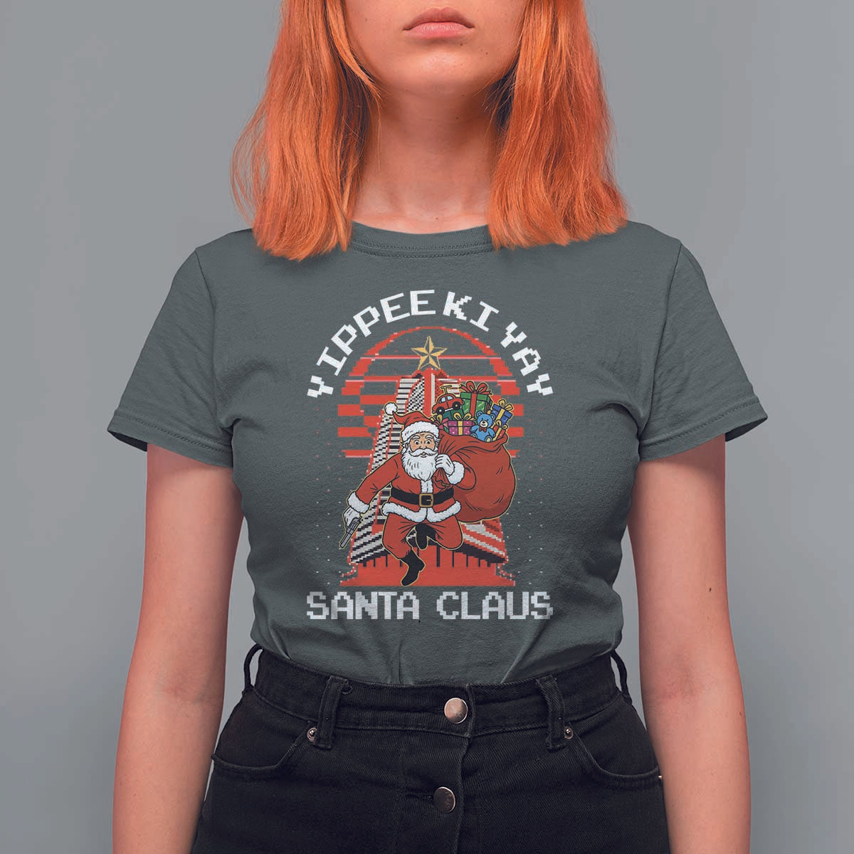 Nakatomi Plaza Christmas T Shirt For Women Yippee Ki Yay Santa Claus - Wonder Print Shop