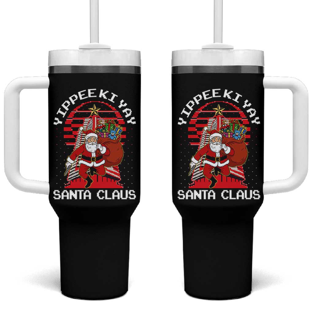 Nakatomi Plaza Christmas Tumbler With Handle Yippee Ki Yay Santa Claus - Wonder Print Shop